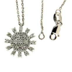 Guidetti | Girocollo con ciondolo “sole” in oro bianco e diamanti