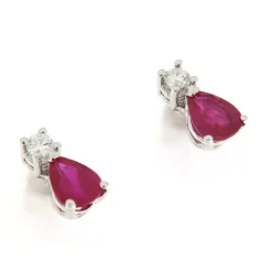 Guidetti | Orecchini a lobo in oro bianco con rubini e diamanti