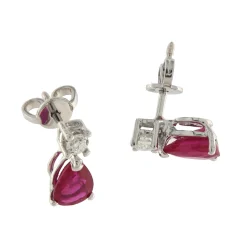 Guidetti | Orecchini a lobo in oro bianco con rubini e diamanti