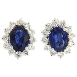 Guidetti | Orecchini in oro bianco con zaffiri e contorno di diamanti