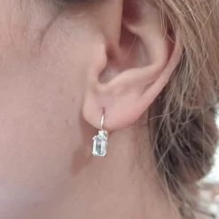 Guidetti | Orecchini in oro bianco con berillo varietà acquamarina e diamanti taglio brillante