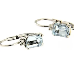 Guidetti | Orecchini in oro bianco con berillo varietà acquamarina e diamanti taglio brillante