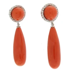 Guidetti | Orecchini pendenti in oro bianco con coralli e diamanti