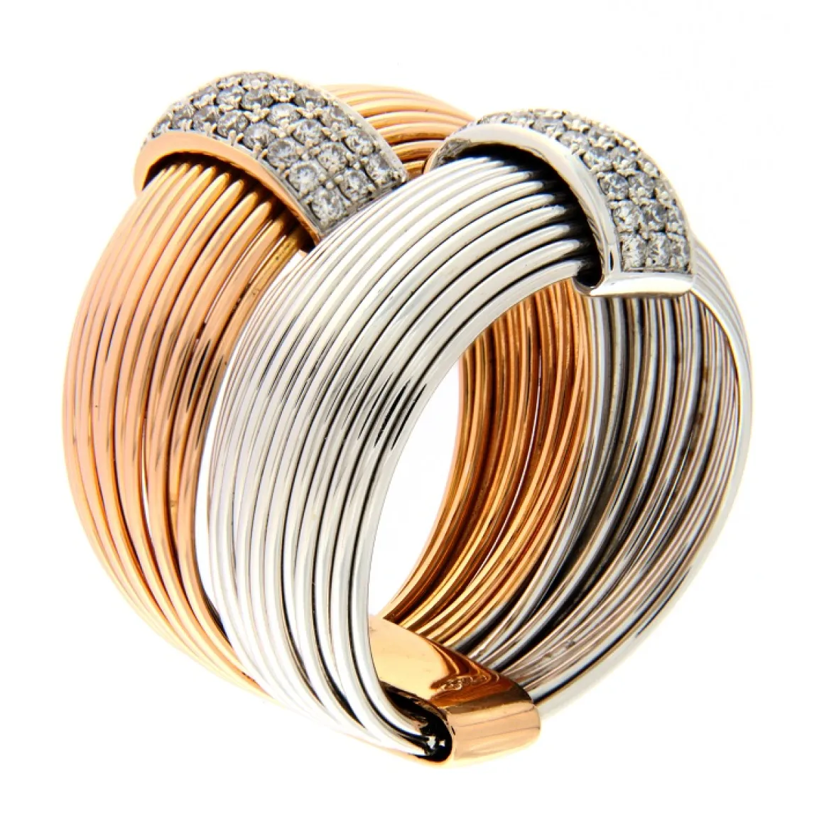 K di Kuore | Anello in oro rosa e bianco con diamanti