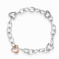 LeBebé | Bracciale Lock your Love con 4 link e moschettone a forma di cuore in oro rosa