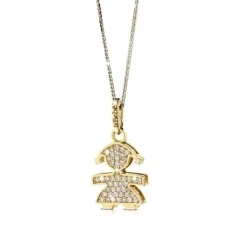 LeBebé | Girocollo con ciondolo pavé femminuccia oro e diamanti