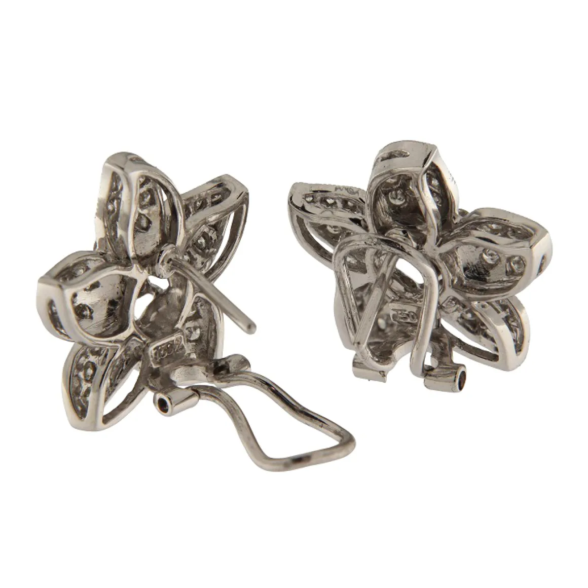 Orecchini a fiore in oro bianco con diamanti 1,41 ct