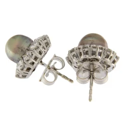 Orecchini oro bianco con perle e diamanti