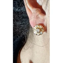 Orecchini tondi in oro giallo con diamanti 1,44 ct