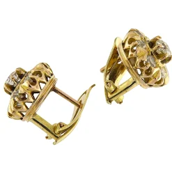 Orecchini tondi in oro giallo con diamanti 1,44 ct