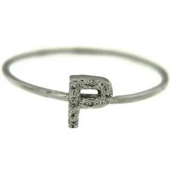 Pinomarino | Anello iniziale in oro bianco con diamanti