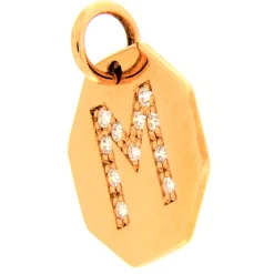 Pinomarino | Ciondolo iniziale lettera M in oro rosa e diamanti