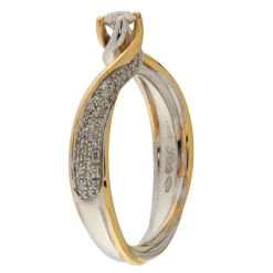 Polello | Anello in oro giallo e bianco con diamanti