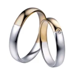 Polello | Fede in oro bianco e giallo con diamante taglio brillante