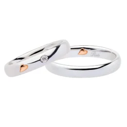 Polello | Fede in oro bianco e rosa con diamante taglio brillante