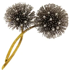 Spilla floreale in oro giallo e bianco con diamanti