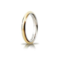 Unoaerre | Fede nuziale Andromeda Slim bicolore in oro giallo e bianco 3 mm