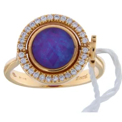 Zoccai |  Anello in oro rosa con diamanti, rubini e acquemarine